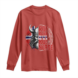 Ro Ro Norge Norway Flag Long Sleeve Shirt Cool Norwegian Viking TS14 Red Print Your Wear