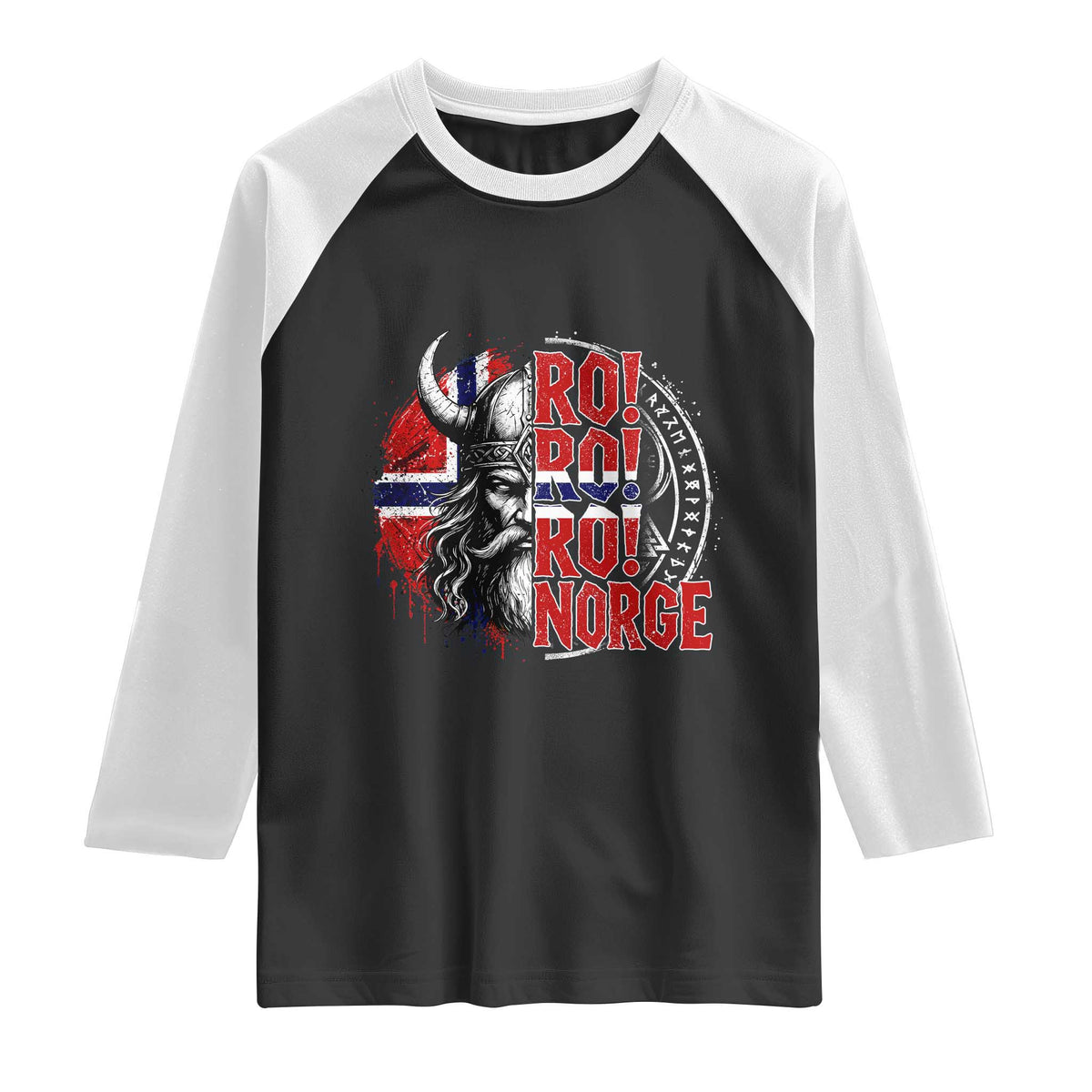 Ro Ro Norge Norway Flag Raglan Shirt Cool Norwegian Viking TS14 Black White Print Your Wear