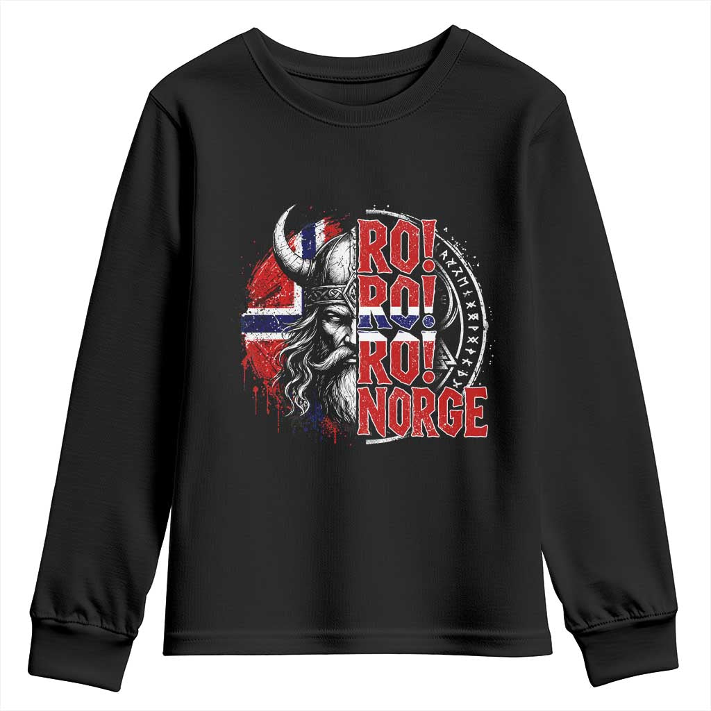 Ro Ro Norge Norway Flag Youth Sweatshirt Cool Norwegian Viking TS14 Black Print Your Wear