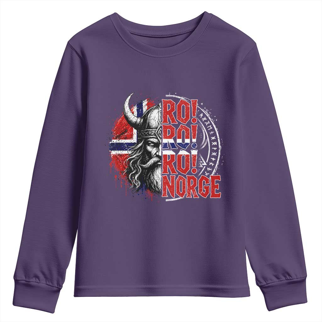 Ro Ro Norge Norway Flag Youth Sweatshirt Cool Norwegian Viking TS14 Purple Print Your Wear