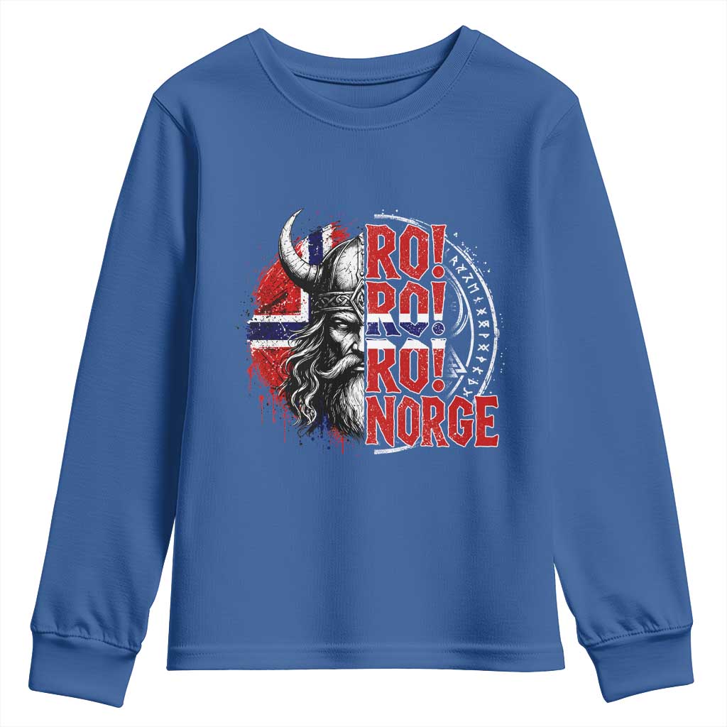 Ro Ro Norge Norway Flag Youth Sweatshirt Cool Norwegian Viking TS14 Royal Blue Print Your Wear