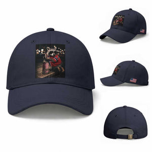 Funny Raccoon Whiskey Sunglasses Norwegian Flag Baseball Cap Viral Trash Panda Football Texas Souvenir Meme TS14 Baseball Cap Universal Fit Navy Print Your Wear