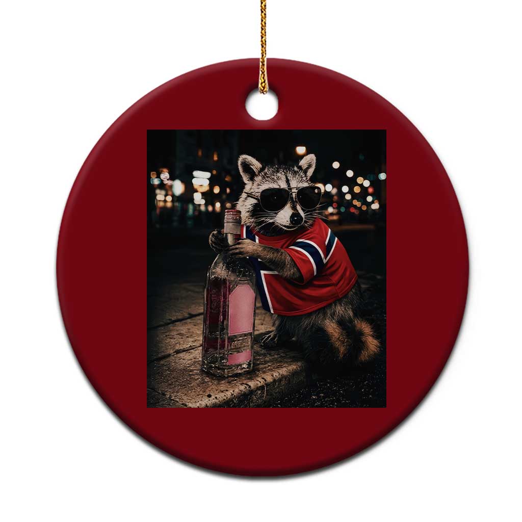 Norway Raccoon Whiskey Norge Norwegian Flag Ceramic Ornament Viral Trash Panda Football Texas Souvenir Meme TS14 1pc Red Print Your Wear