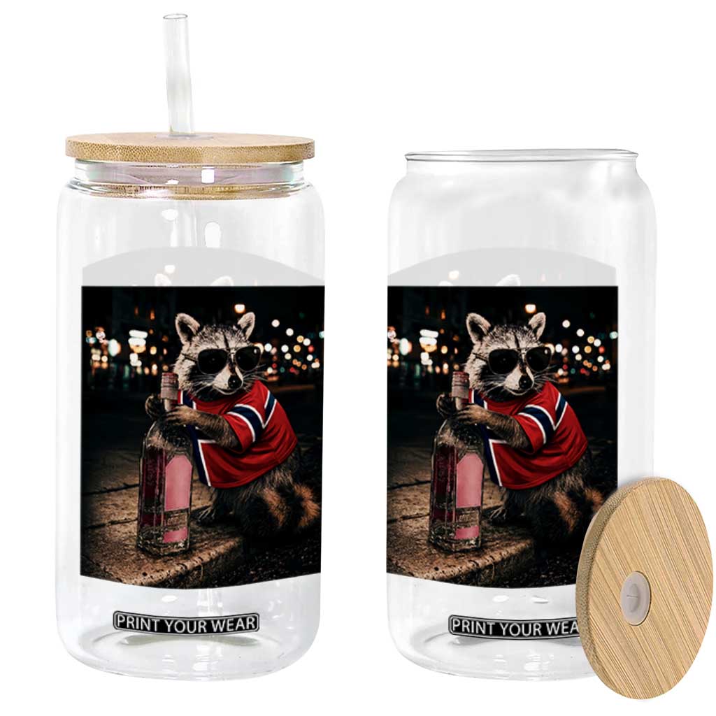Funny Raccoon Whiskey Sunglasses Norwegian Flag Glass Can Viral Trash Panda Football Texas Souvenir Meme TS14 Print Your Wear