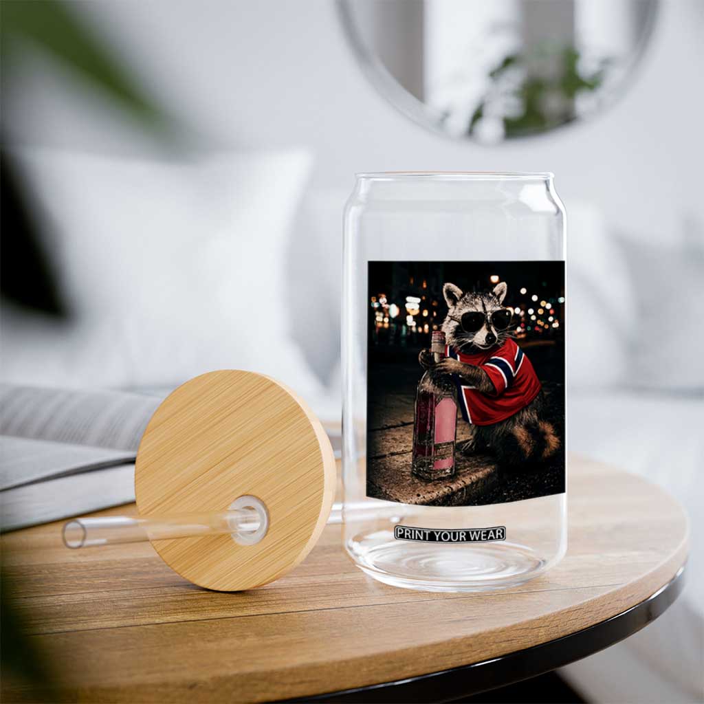 Funny Raccoon Whiskey Sunglasses Norwegian Flag Glass Can Viral Trash Panda Football Texas Souvenir Meme TS14 Print Your Wear