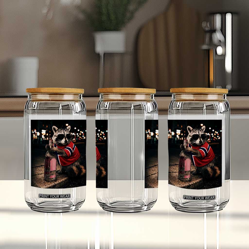 Funny Raccoon Whiskey Sunglasses Norwegian Flag Glass Can Viral Trash Panda Football Texas Souvenir Meme TS14 Print Your Wear