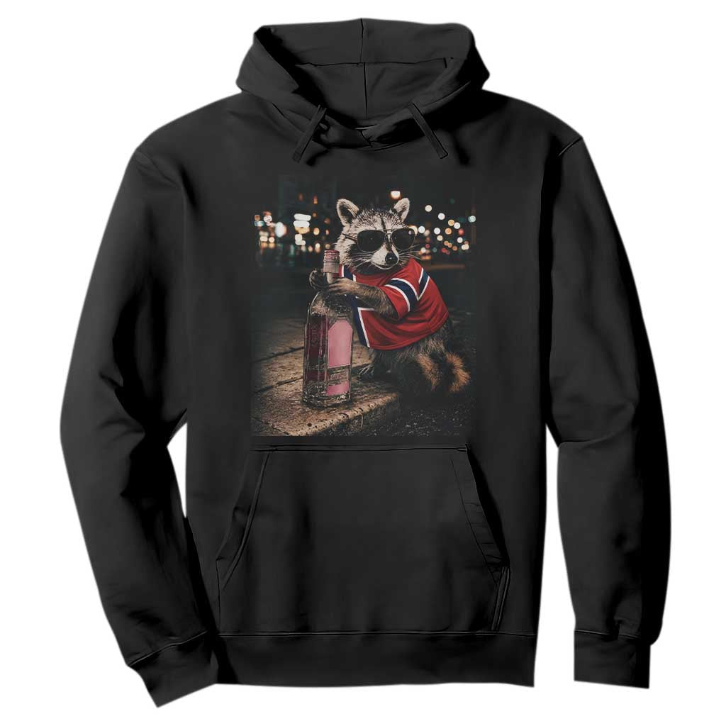 Funny Raccoon Whiskey Sunglasses Norwegian Flag Hoodie Viral Trash Panda Football Texas Souvenir Meme TS14 Black Print Your Wear