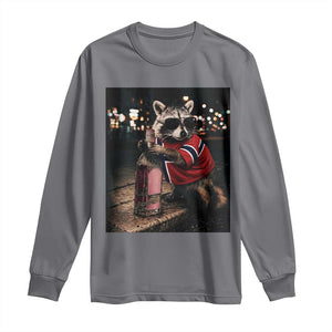 Funny Raccoon Whiskey Sunglasses Norwegian Flag Long Sleeve Shirt Viral Trash Panda Football Texas Souvenir Meme TS14 Charcoal Print Your Wear