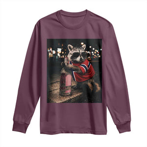 Funny Raccoon Whiskey Sunglasses Norwegian Flag Long Sleeve Shirt Viral Trash Panda Football Texas Souvenir Meme TS14 Maroon Print Your Wear
