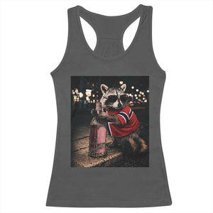 Funny Raccoon Whiskey Sunglasses Norwegian Flag Racerback Tank Top Viral Trash Panda Football Texas Souvenir Meme TS14 Dark Heather Print Your Wear