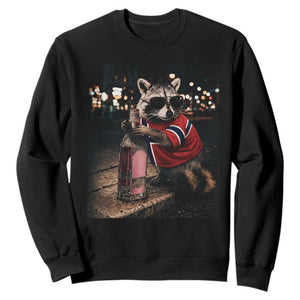 Funny Raccoon Whiskey Sunglasses Norwegian Flag Sweatshirt Viral Trash Panda Football Texas Souvenir Meme TS14 Black Print Your Wear