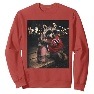 Funny Raccoon Whiskey Sunglasses Norwegian Flag Sweatshirt Viral Trash Panda Football Texas Souvenir Meme TS14 Red Print Your Wear