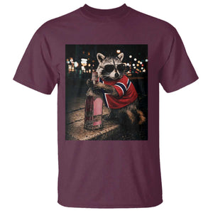 Funny Raccoon Whiskey Sunglasses Norwegian Flag T Shirt Viral Trash Panda Football Texas Souvenir Meme TS14 Maroon Print Your Wear
