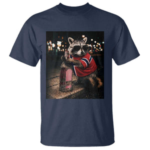 Funny Raccoon Whiskey Sunglasses Norwegian Flag T Shirt Viral Trash Panda Football Texas Souvenir Meme TS14 Navy Print Your Wear