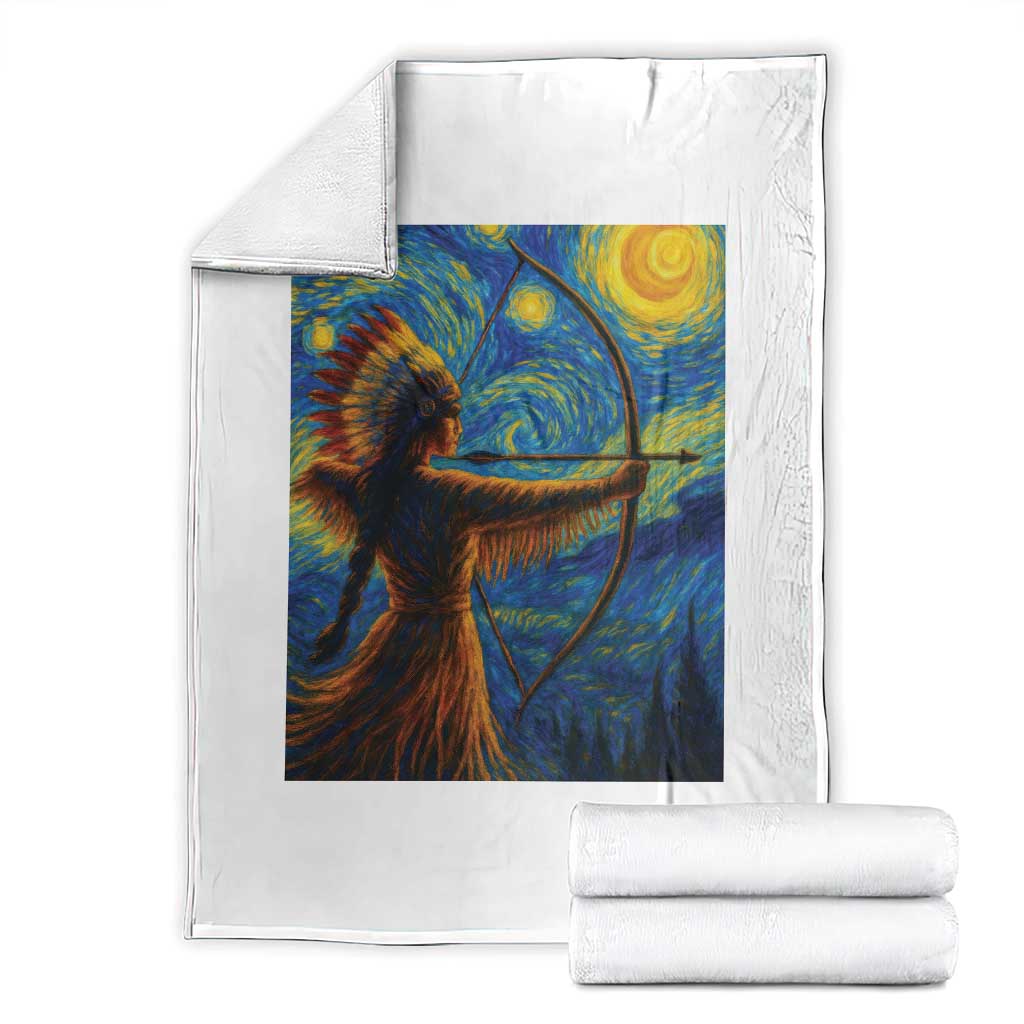 Native American Indian Women Throw Blanket Starry Night Indigenous Pride TS14 White Print Your Wear