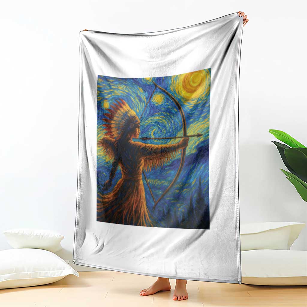Native American Indian Women Throw Blanket Starry Night Indigenous Pride TS14 Print Your Wear