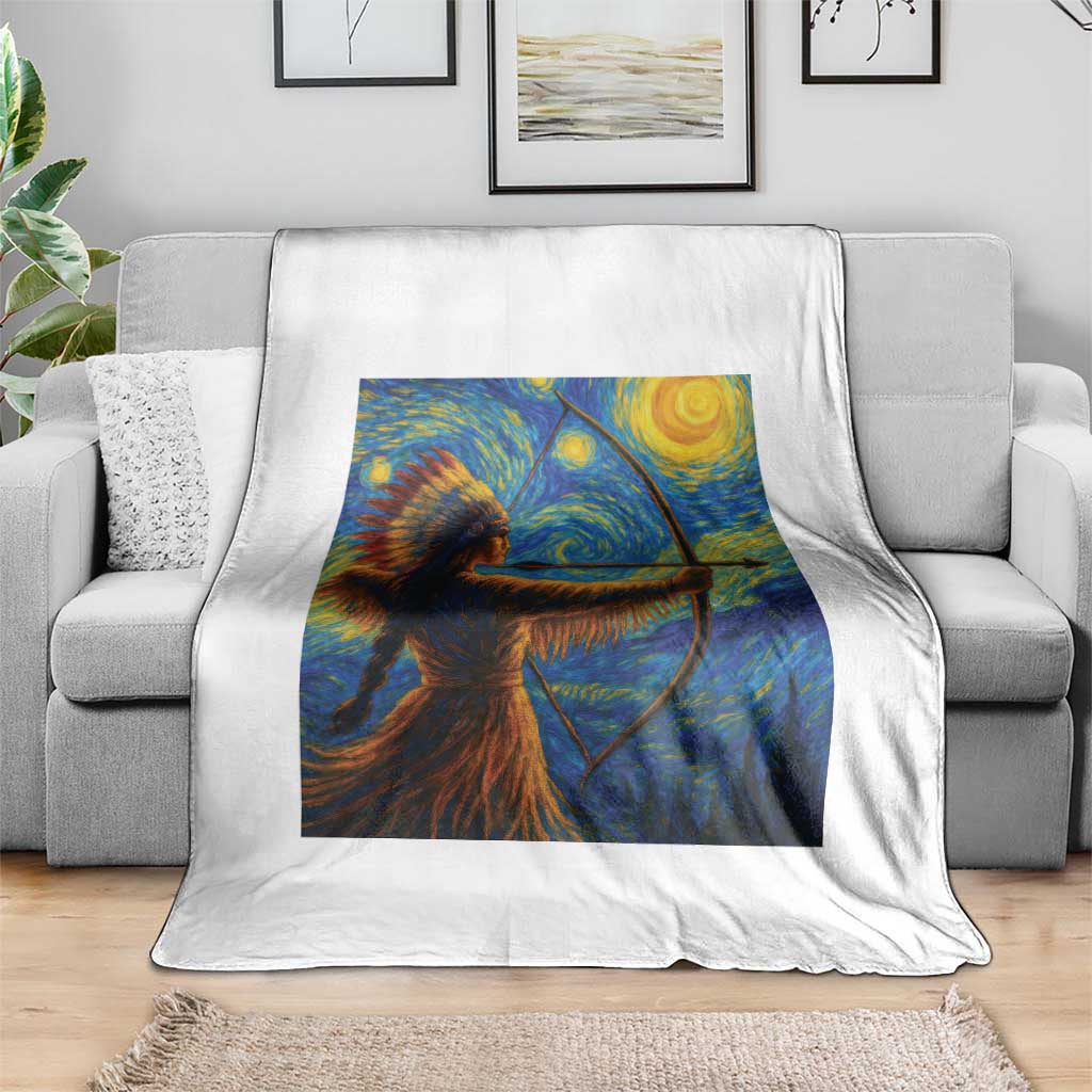 Native American Indian Women Throw Blanket Starry Night Indigenous Pride TS14 Print Your Wear