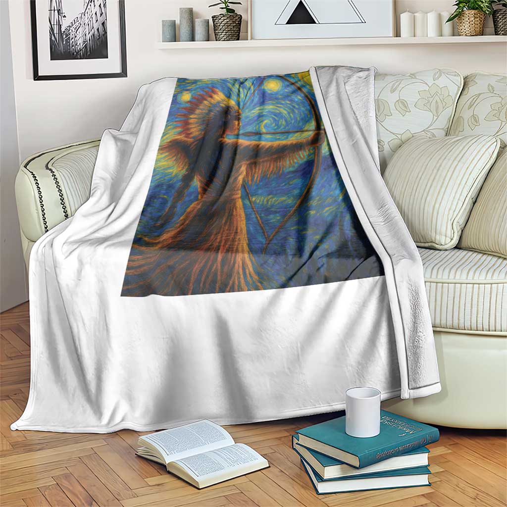 Native American Indian Women Throw Blanket Starry Night Indigenous Pride TS14 Print Your Wear