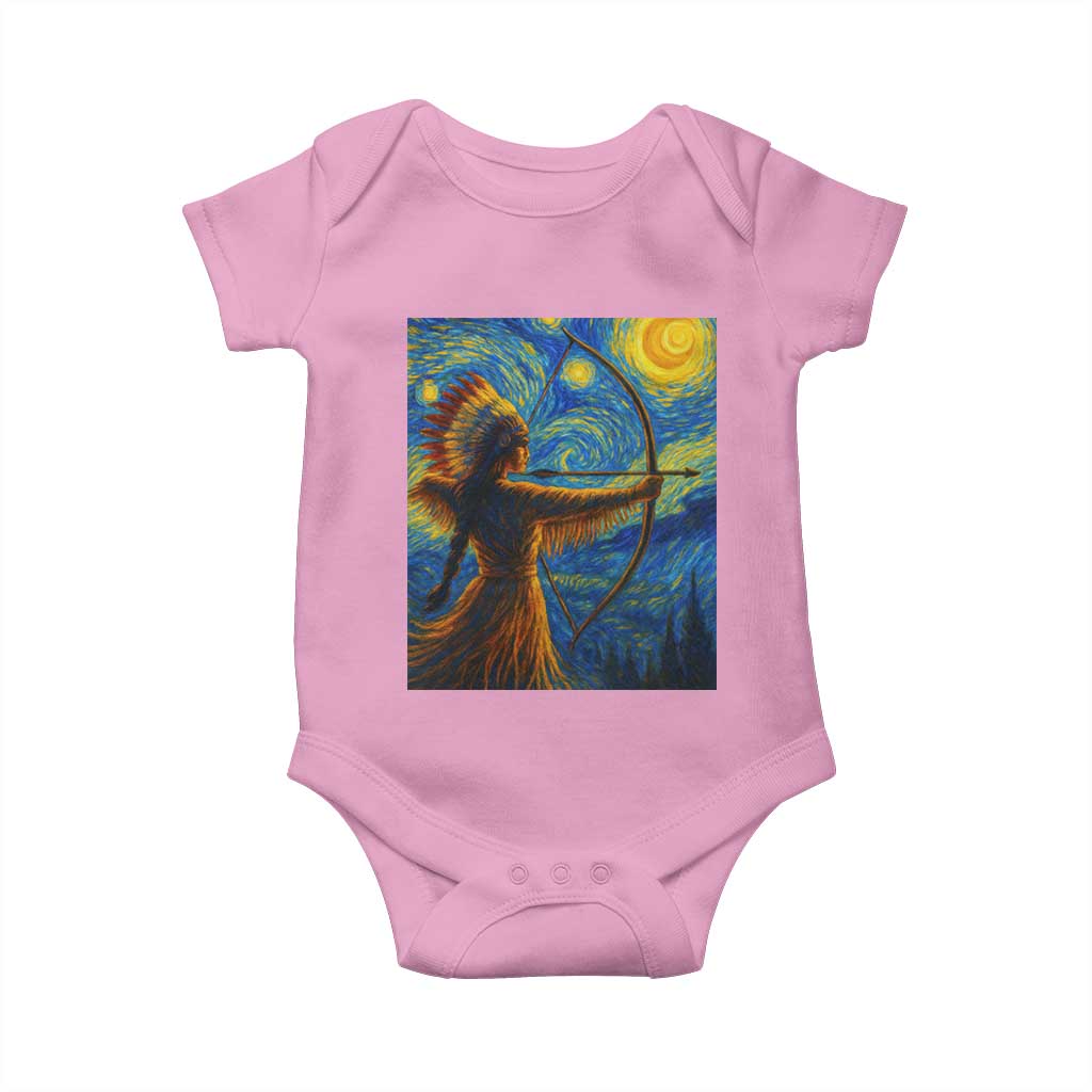 Native American Indian Women Baby Onesie Starry Night Indigenous Pride TS14 Light Pink Print Your Wear