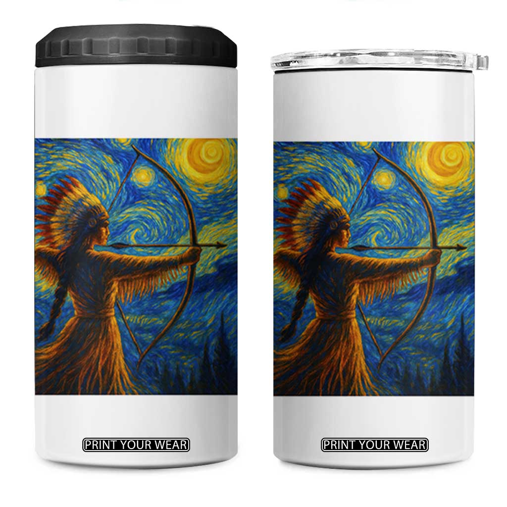 Native American Indian Women 4 in 1 Can Cooler Tumbler Starry Night Indigenous Pride TS14 One Size: 16 oz White Print Your Wear