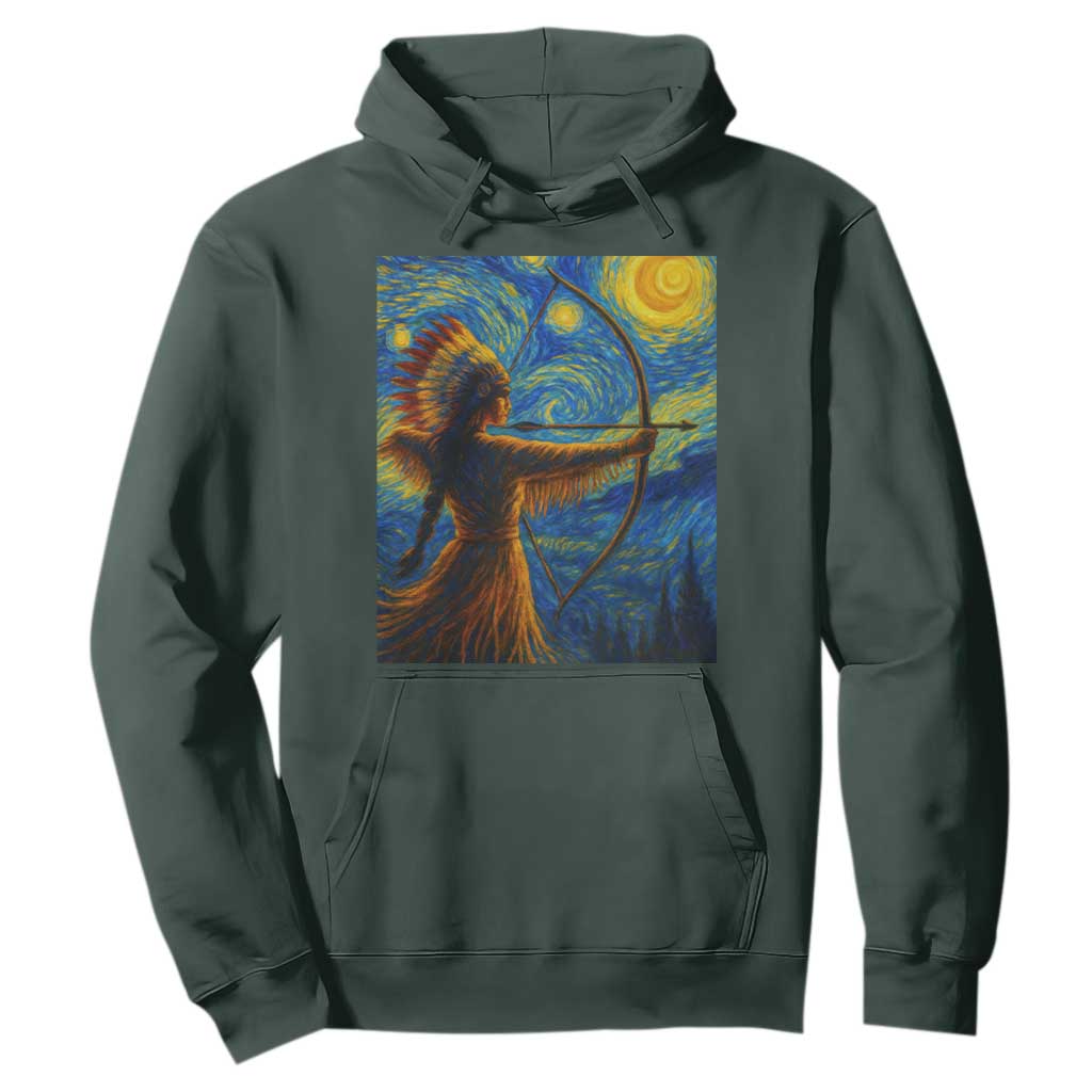 Native American Indian Women Hoodie Starry Night Indigenous Pride TS14 Dark Forest Green Print Your Wear