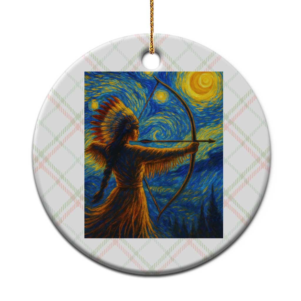 Native American Indian Women Ceramic Ornament Starry Night Indigenous Pride TS14 1pc Christmas Plaid Print Your Wear
