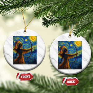 Native American Indian Women Ceramic Ornament Starry Night Indigenous Pride TS14 1pc White Marble Print Your Wear