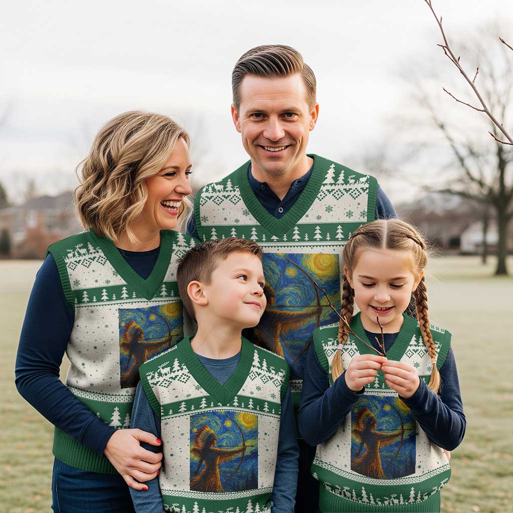 Native American Indian Women V-Neck Knit Sweater Vest Starry Night Indigenous Pride TS14 Beige Green Print Your Wear