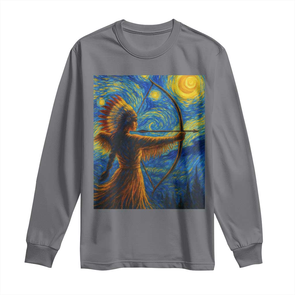 Native American Indian Women Long Sleeve Shirt Starry Night Indigenous Pride TS14 Charcoal Print Your Wear