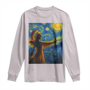 Native American Indian Women Long Sleeve Shirt Starry Night Indigenous Pride TS14 Ice Gray Print Your Wear