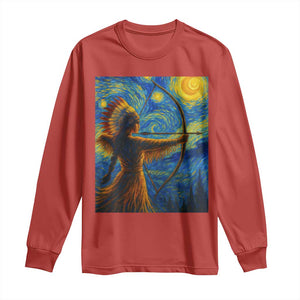 Native American Indian Women Long Sleeve Shirt Starry Night Indigenous Pride TS14 Red Print Your Wear
