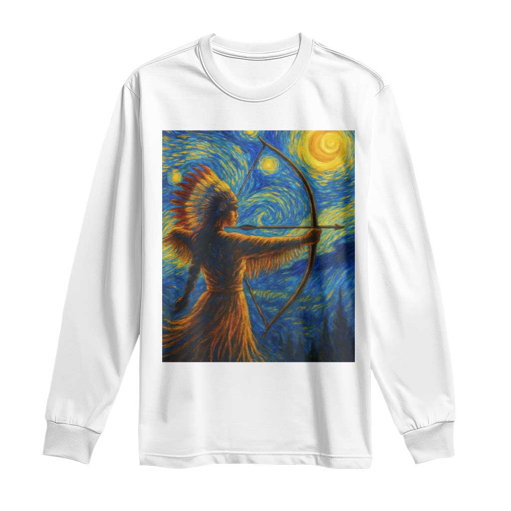 Native American Indian Women Long Sleeve Shirt Starry Night Indigenous Pride TS14 White Print Your Wear