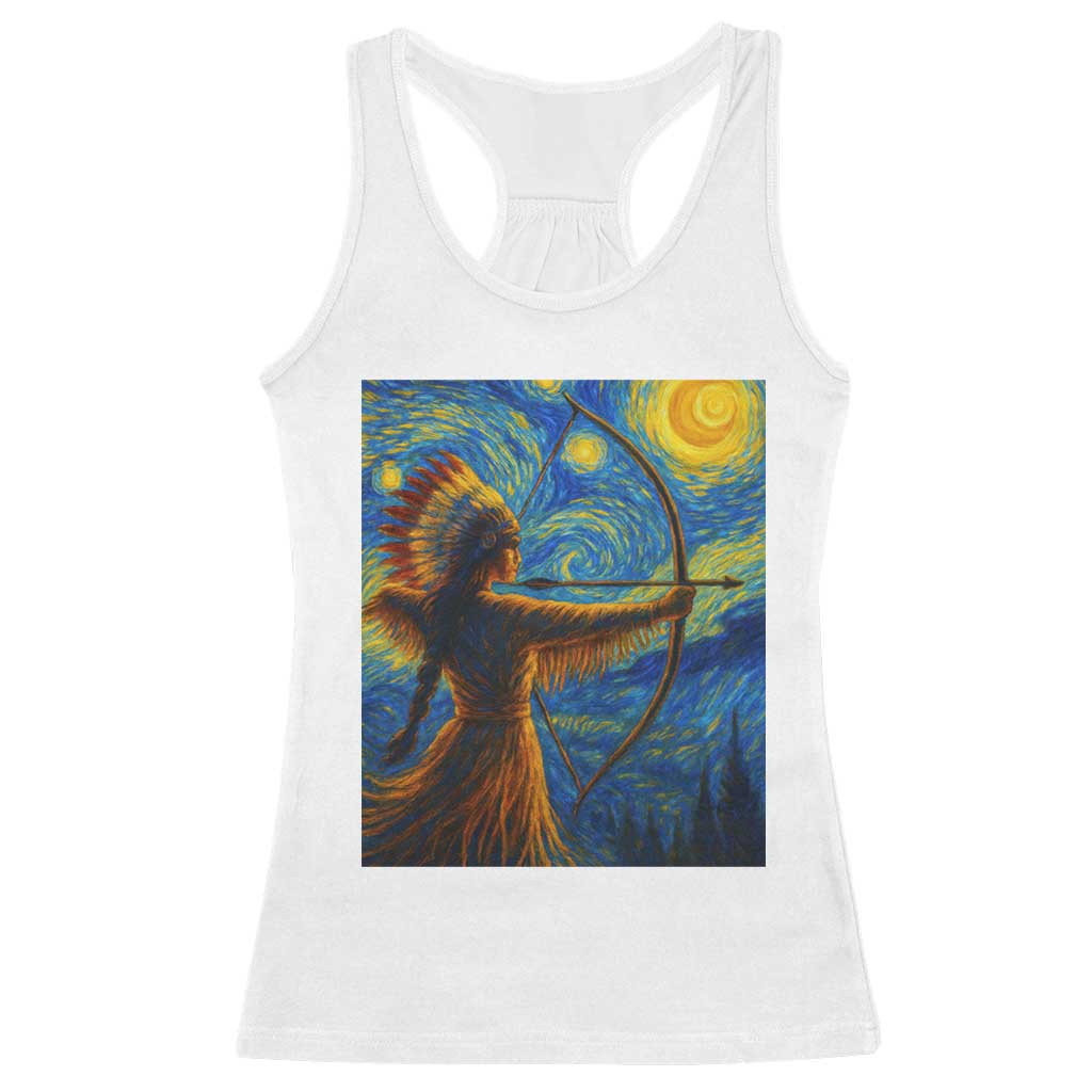 Native American Indian Women Racerback Tank Top Starry Night Indigenous Pride TS14 White Print Your Wear