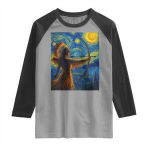 Native American Indian Women Raglan Shirt Starry Night Indigenous Pride TS14 Sport Gray Black Print Your Wear