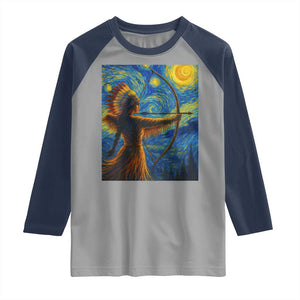 Native American Indian Women Raglan Shirt Starry Night Indigenous Pride TS14 Sport Gray Navy Print Your Wear
