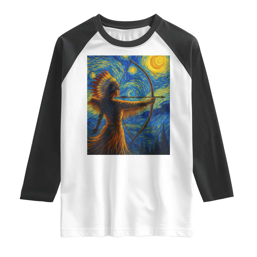 Native American Indian Women Raglan Shirt Starry Night Indigenous Pride TS14 White Black Print Your Wear