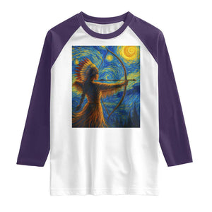 Native American Indian Women Raglan Shirt Starry Night Indigenous Pride TS14 White Purple Print Your Wear