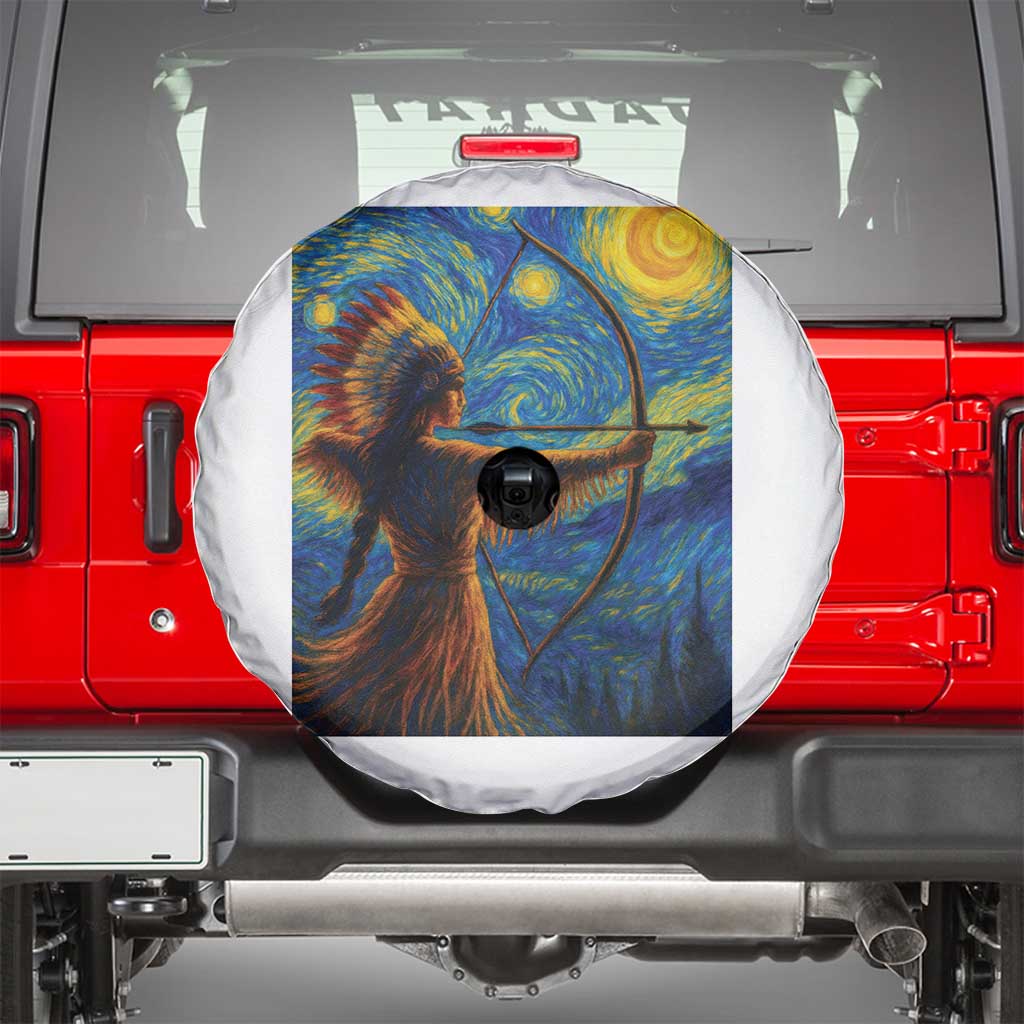 Native American Indian Women Spare Tire Cover Starry Night Indigenous Pride TS14 White Print Your Wear
