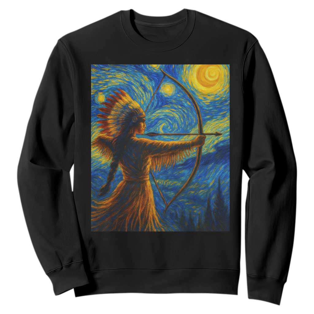 Native American Indian Women Sweatshirt Starry Night Indigenous Pride TS14 Black Print Your Wear