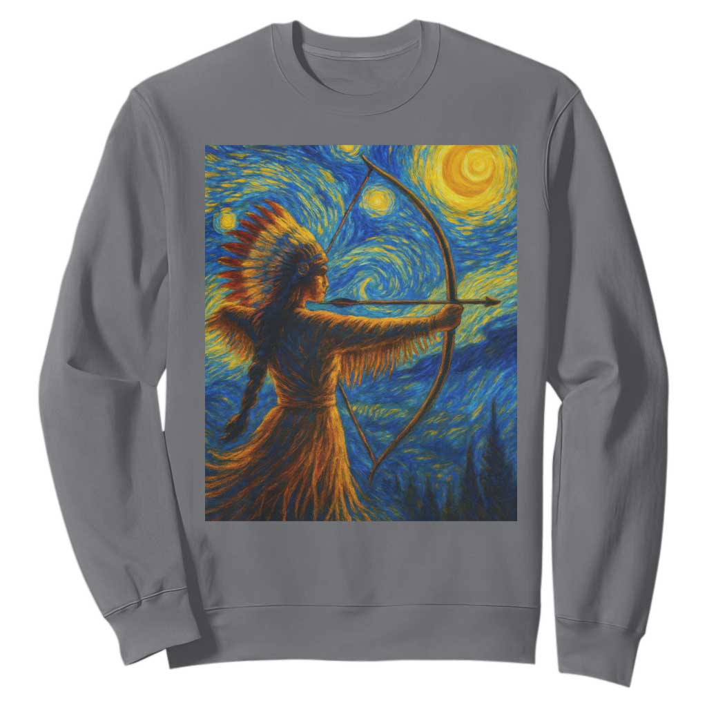 Native American Indian Women Sweatshirt Starry Night Indigenous Pride TS14 Charcoal Print Your Wear