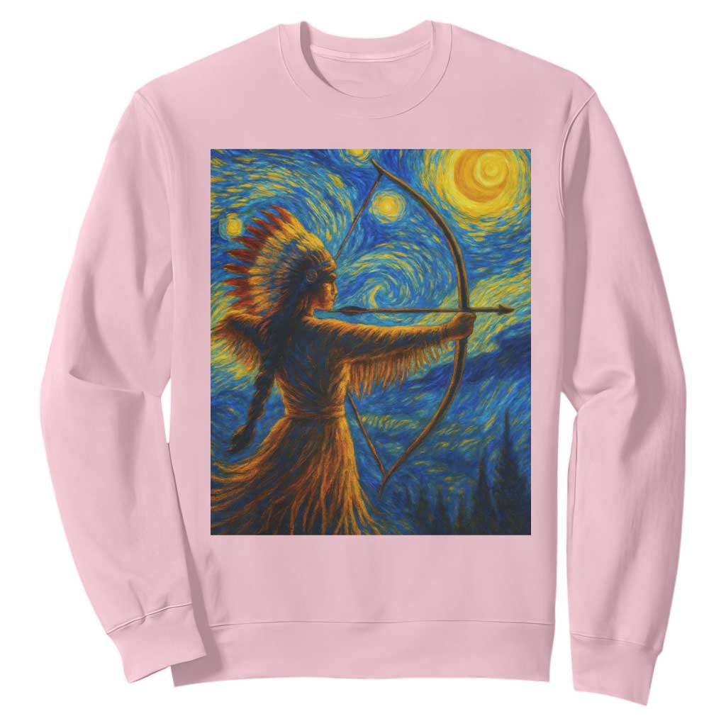 Native American Indian Women Sweatshirt Starry Night Indigenous Pride TS14 Light Pink Print Your Wear