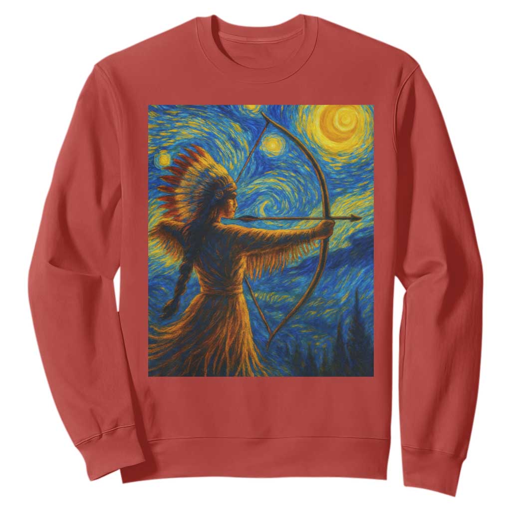 Native American Indian Women Sweatshirt Starry Night Indigenous Pride TS14 Red Print Your Wear