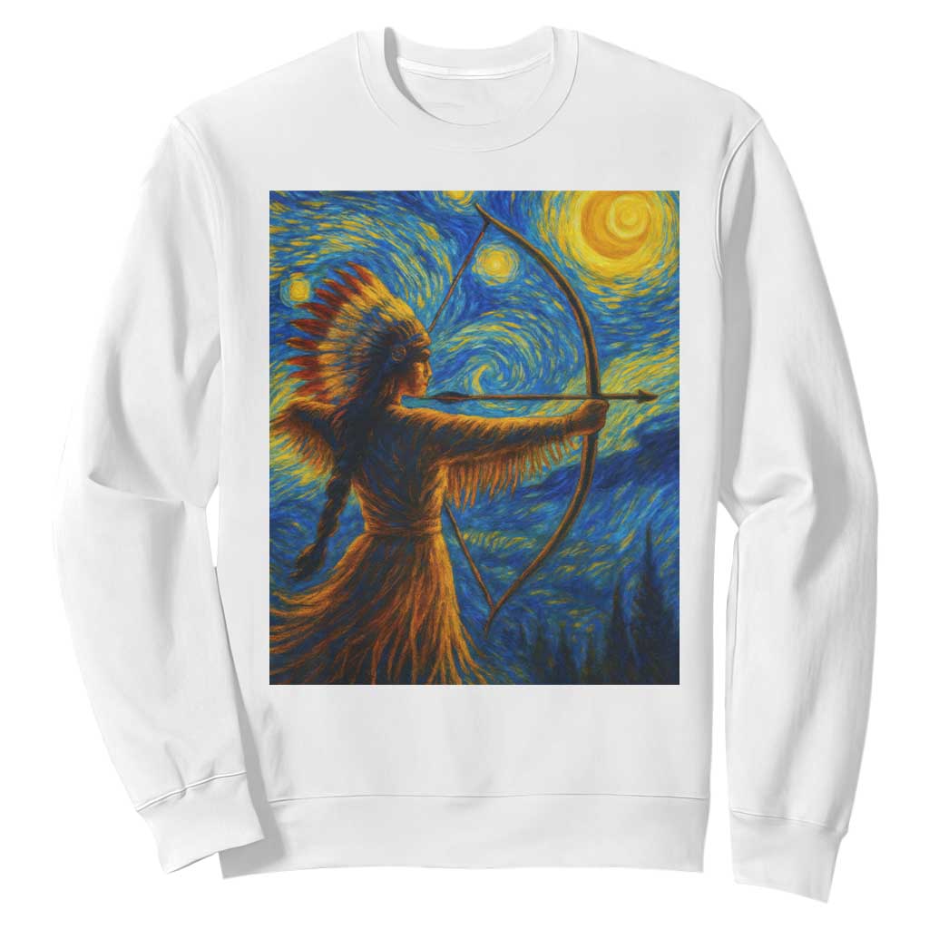 Native American Indian Women Sweatshirt Starry Night Indigenous Pride TS14 White Print Your Wear