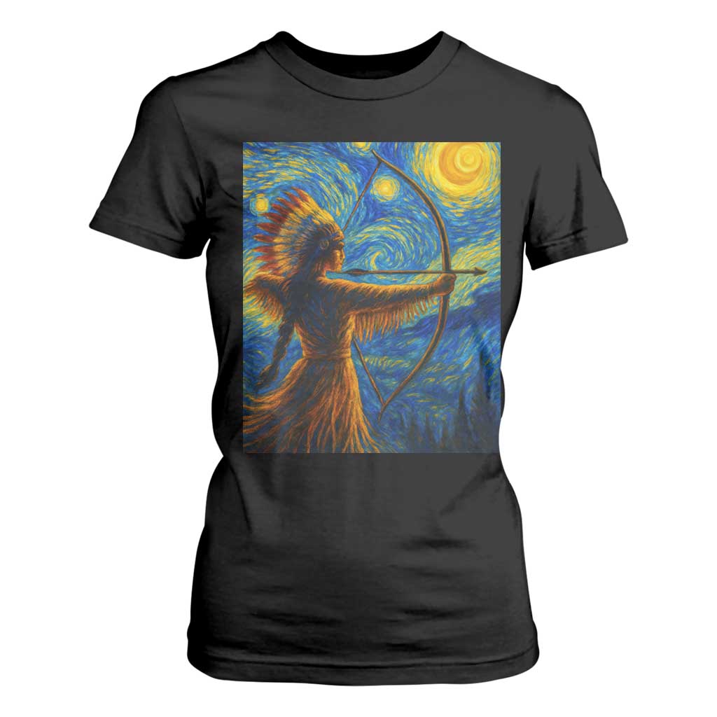 Native American Indian Women T Shirt For Women Starry Night Indigenous Pride TS14 Black Print Your Wear