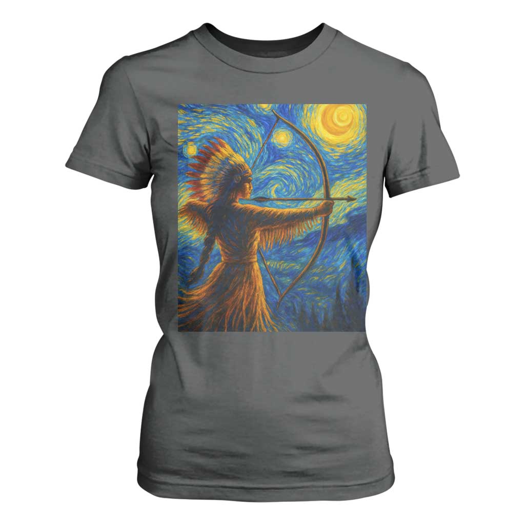 Native American Indian Women T Shirt For Women Starry Night Indigenous Pride TS14 Dark Heather Print Your Wear
