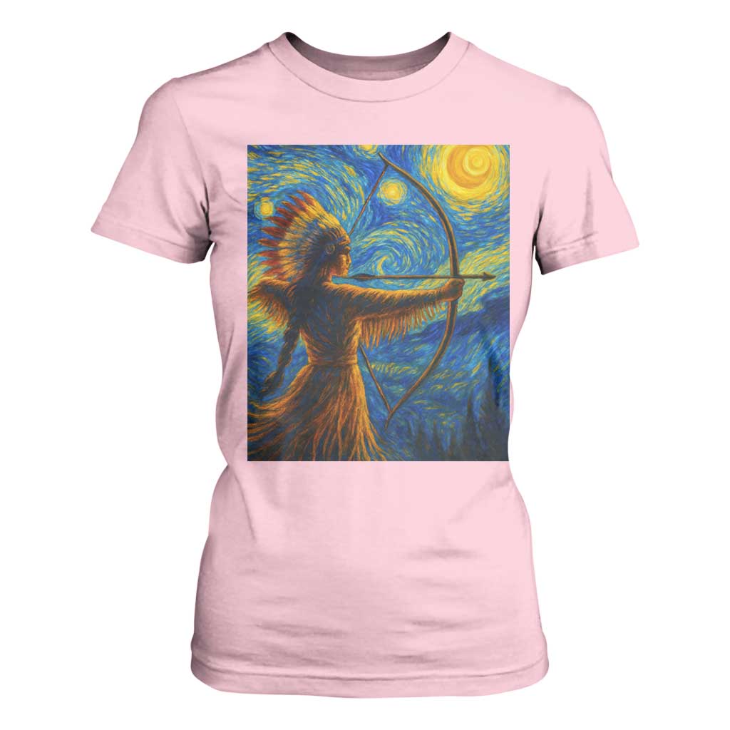 Native American Indian Women T Shirt For Women Starry Night Indigenous Pride TS14 Light Pink Print Your Wear
