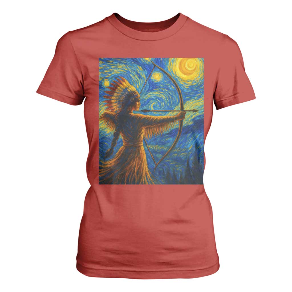 Native American Indian Women T Shirt For Women Starry Night Indigenous Pride TS14 Red Print Your Wear