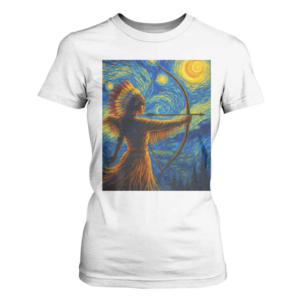 Native American Indian Women T Shirt For Women Starry Night Indigenous Pride TS14 White Print Your Wear