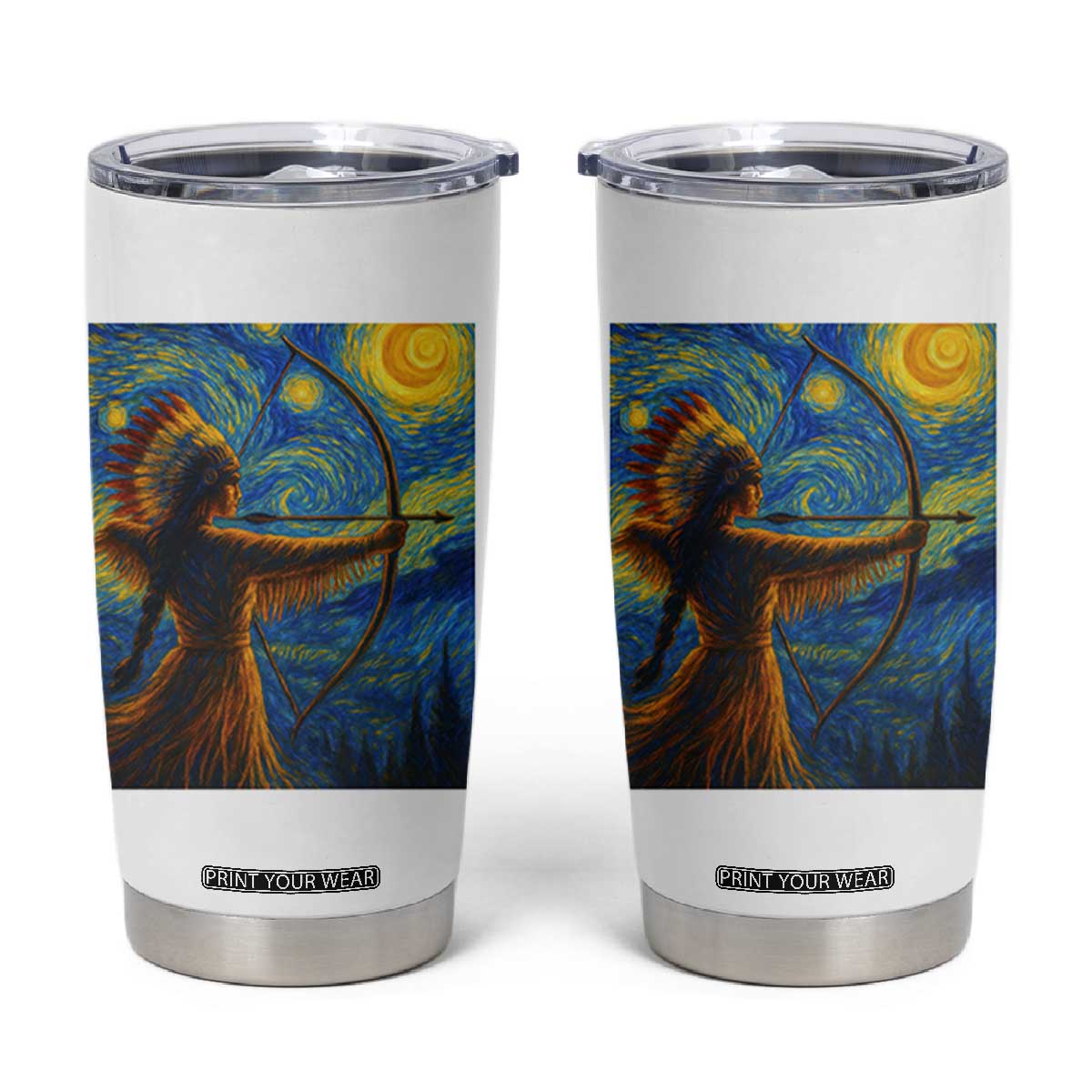 Native American Indian Women Tumbler Cup Starry Night Indigenous Pride TS14 White Print Your Wear