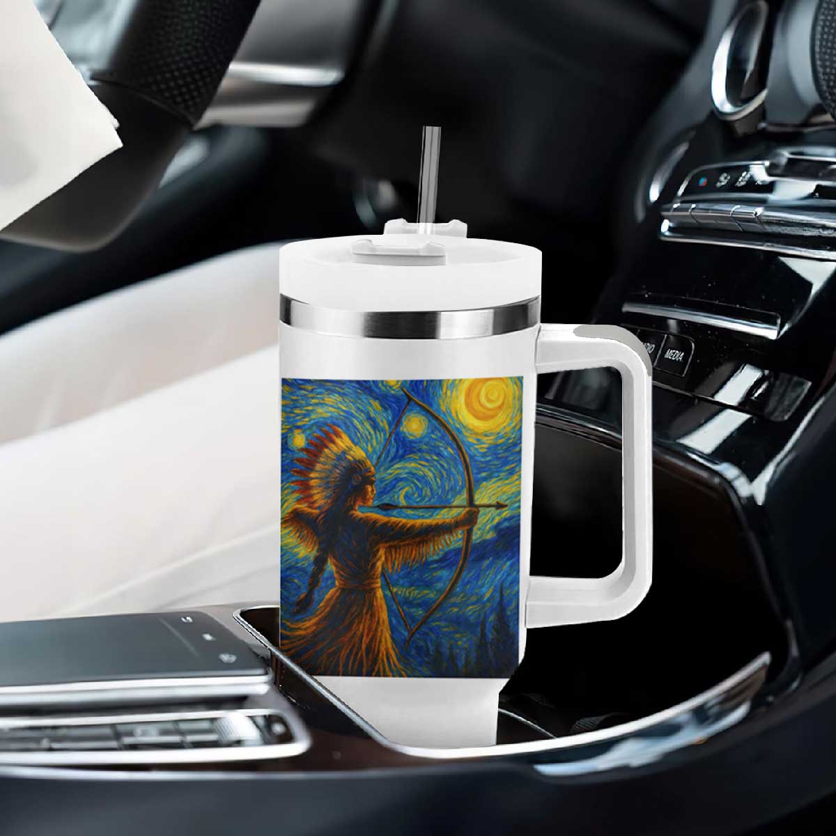 Native American Indian Women Tumbler With Handle Starry Night Indigenous Pride TS14 Print Your Wear